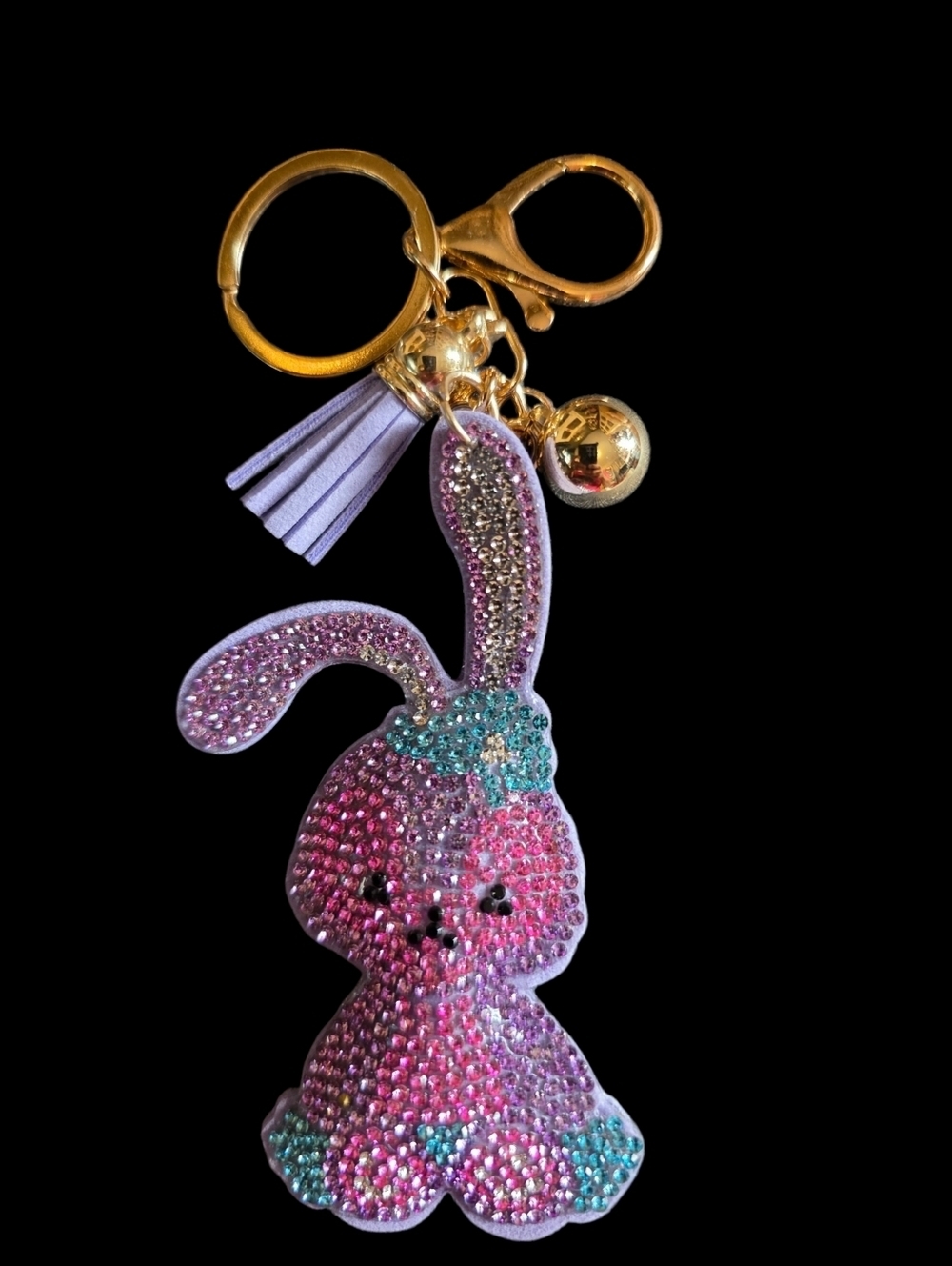 Sparkle Bunny Bag Charm Keychain - Purple/Pink